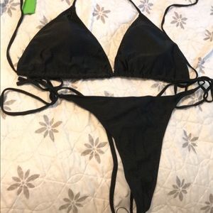 SHEIN Black String Bikini Size 2XL